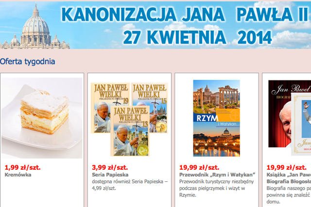 W skład kanonizacyjnej oferty sieci Tesco wchodzi kremówka za 1,99 zł