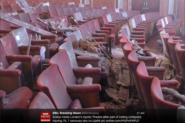 W wyniku katastrofy budowlanej, do jakiej doszło w teatrze Apollo, rannych zostało co najmniej 76 osób