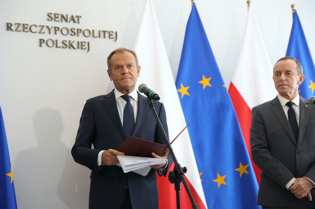 Przewodniczący Platformy Obywatelskiej Donald Tusk i marszałek Senatu Tomasz Grodzki.
