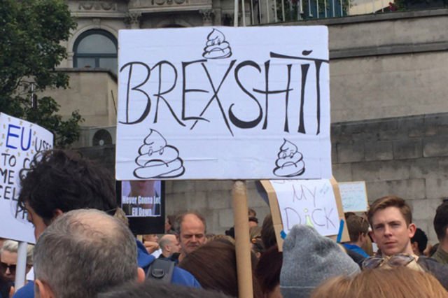 Brexshit - hasło dzisiejszej demonstracji w Londynie.