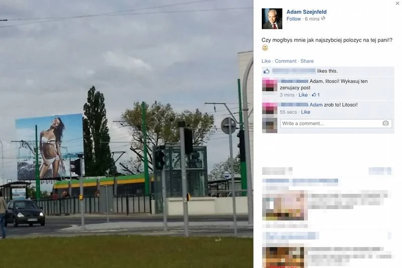 "Czy mógłbyś mnie położyć na tej pani? :)" Taki wpis wrzucił poseł PO i kandydat do Parlamentu Europejskiego Adam Szejnfeld na swojego facebooka