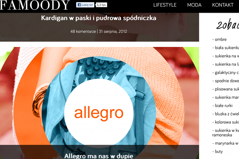 Zrzut ekranu z bloga Famoody.com