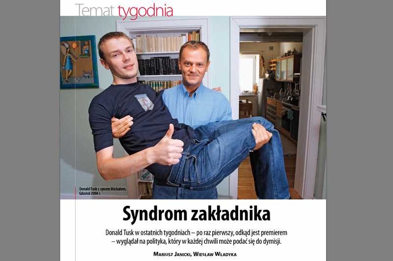 Zrzut ekranu z artykułu "Polityki" o premierze Donaldzie Tusku