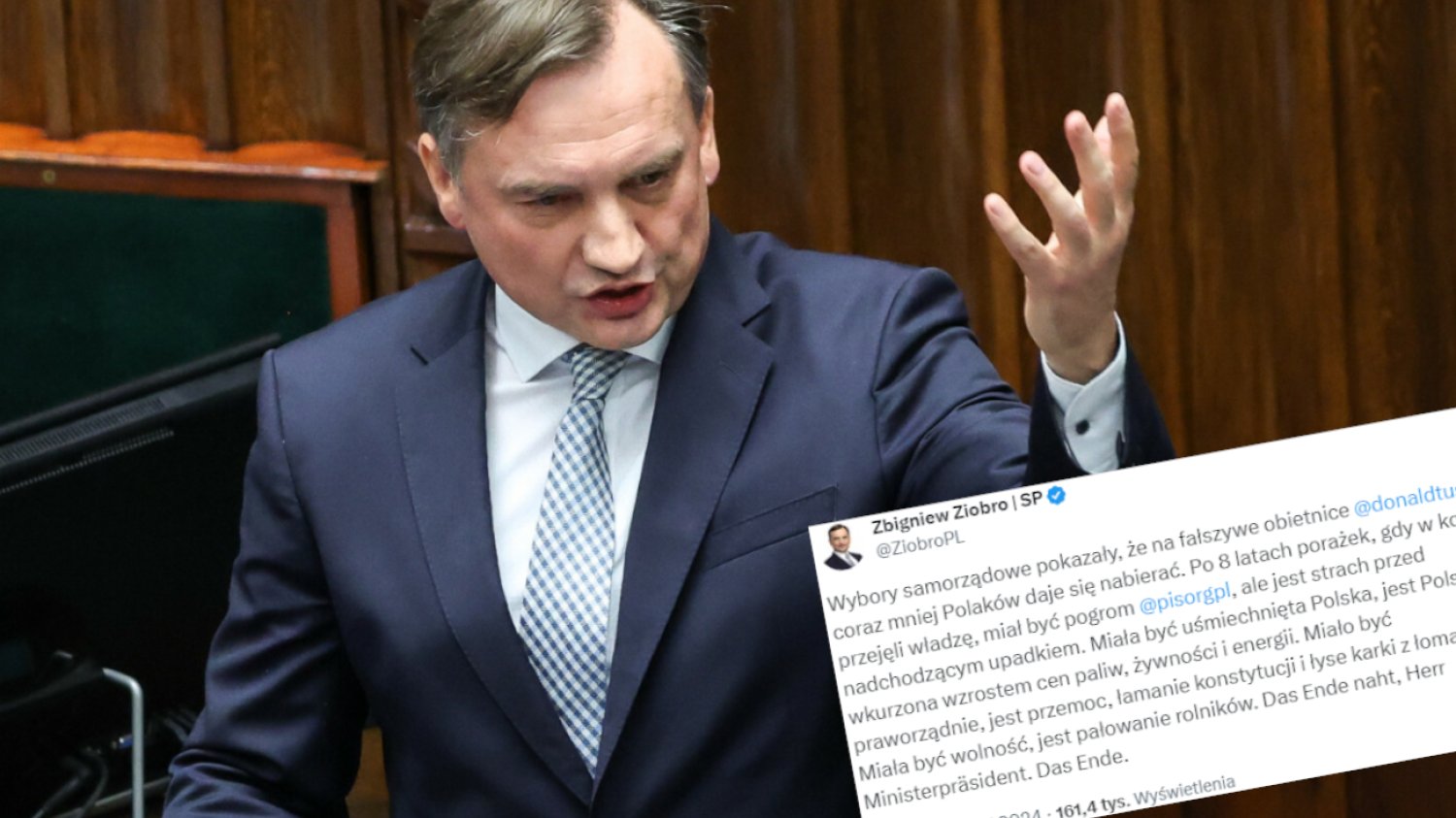 Ziobro nie wytrzymał i zwrócił się do Tuska na Twitterze. Nagle zaczął pisać po niemiecku.