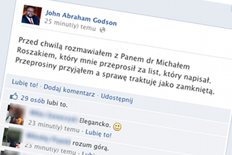 John Godson przyjmuje przeprosiny za "czarnucha"