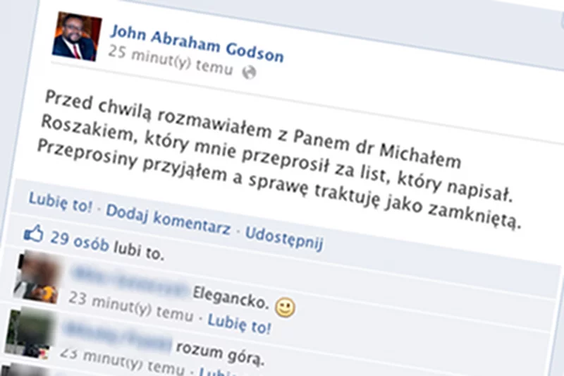 John Godson przyjmuje przeprosiny za "czarnucha"