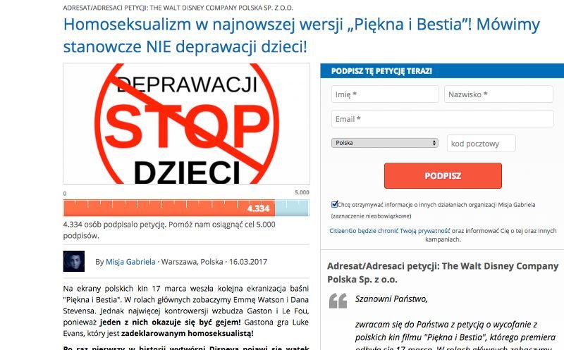 "Homoseksualizm w 'Pięknej i Bestii"! Mówimy stanowcze NIE deprawacji dzieci" - apeluje ojciec Przemysław Śliwiński
