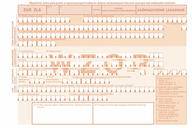Wzór zaświadczenia lekarskiego