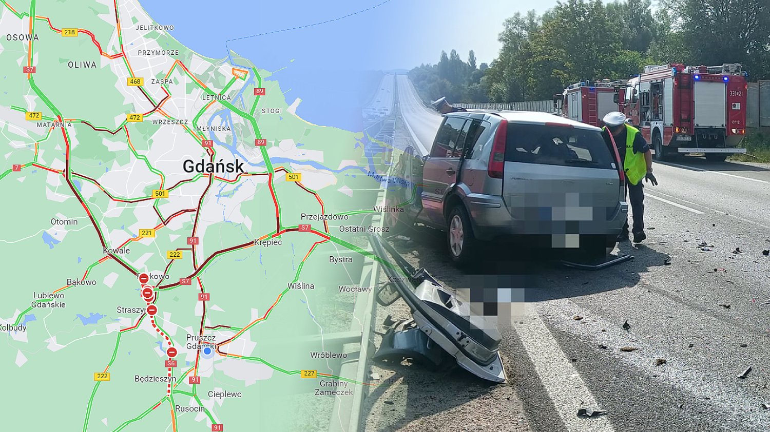 Wypadek w Gdańsku spowodował bardzo duże utrudnienia w ruchu.