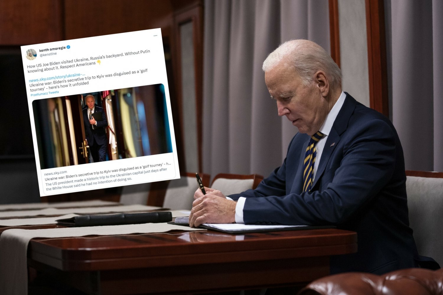 W podróży do Ukrainy Bidenowi towarzyszyło tylko dwóch dziennikarzy.