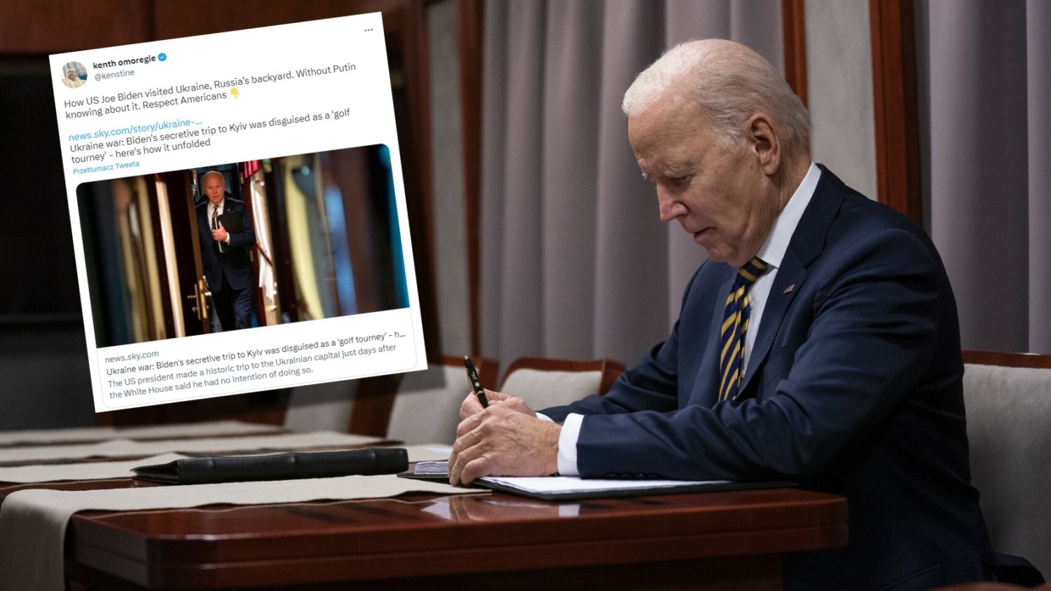 W podróży do Ukrainy Bidenowi towarzyszyło tylko dwóch dziennikarzy.