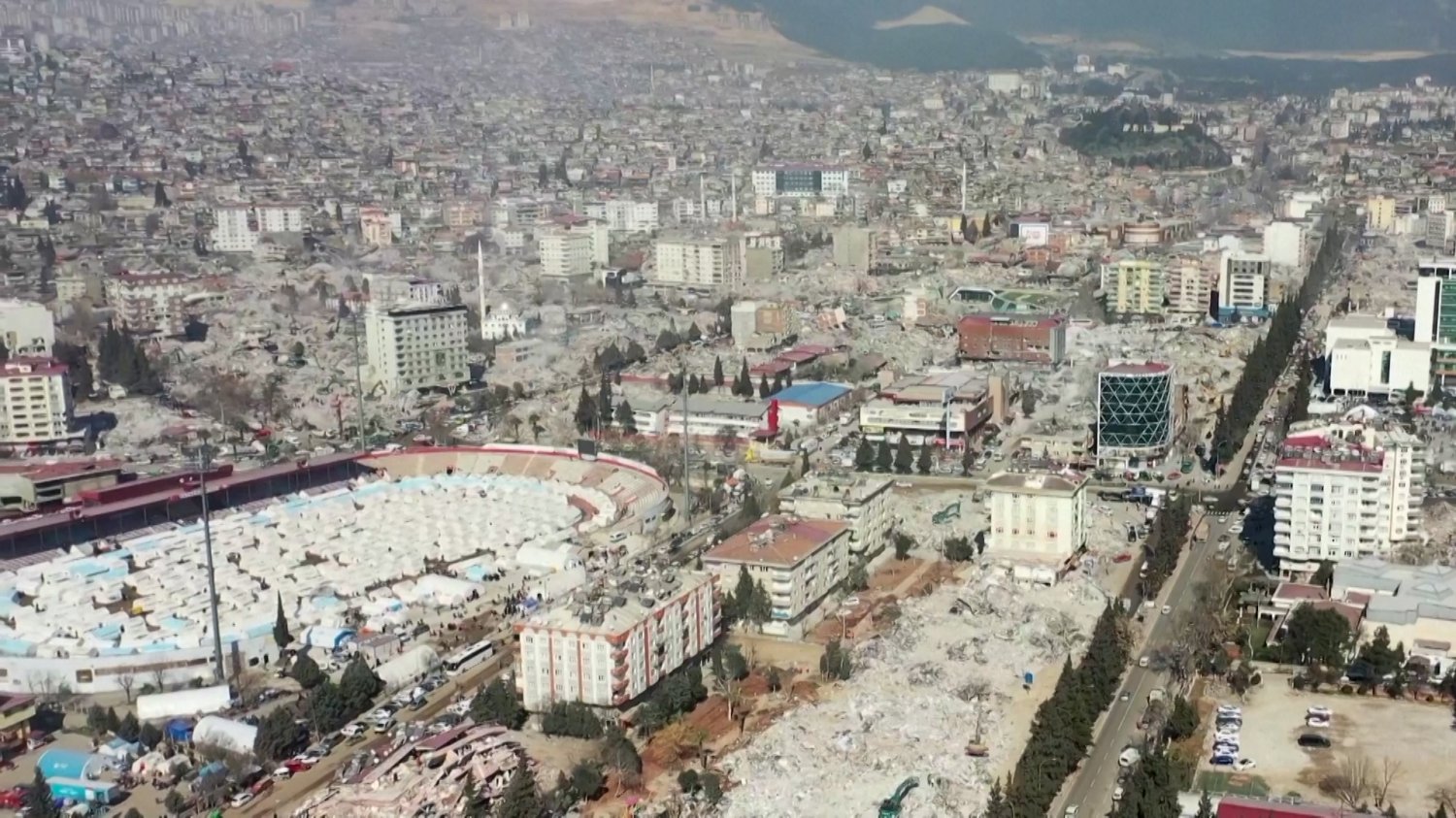 Trzęsienie ziemi w Turcji. Miasto Kahramanmaraş po kataklizmie