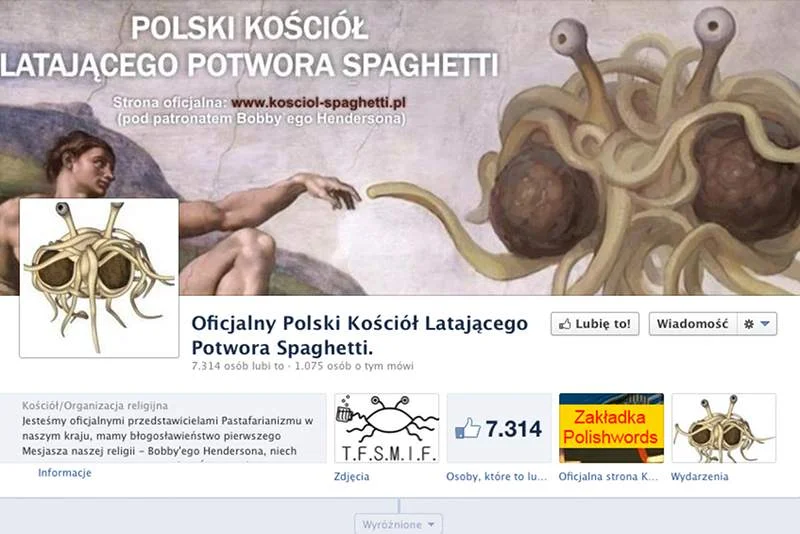 Pastafarianie złożyli wniosek o rejstrację Kościoła Latającego Potwora Spaghetti