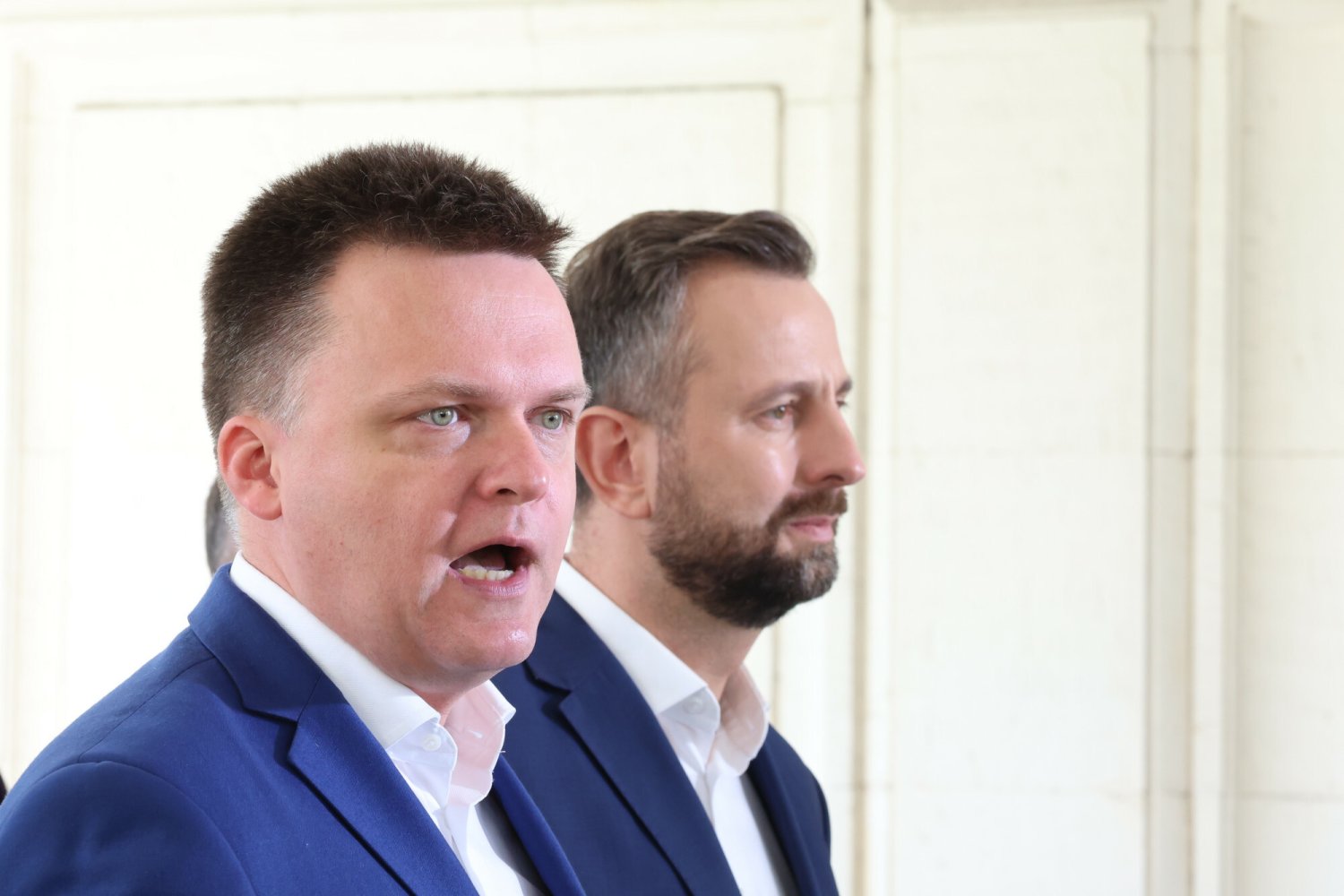 Szymon Hołownia i Władysław Kosiniak-Kamysz z koalicji Trzecia Droga.