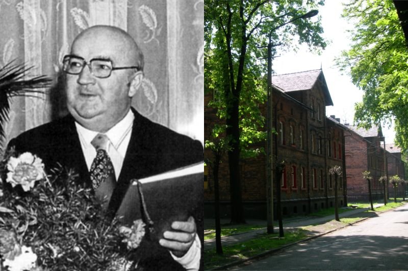 Po lewej Wilhem Szewczyk - poeta ze Śląska, a po prawej dom w którym mieszkał w Czerwionce.