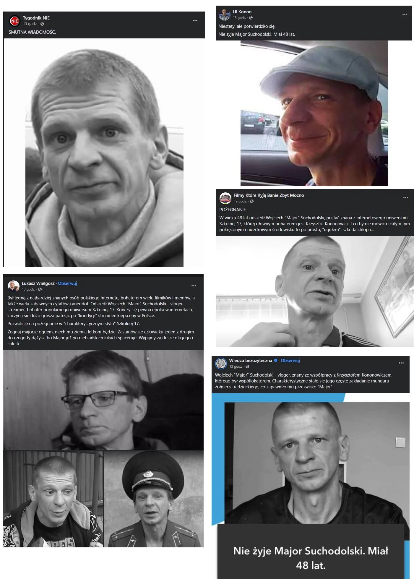 major suchodolski kononowicz youtube śmierć przyczyny