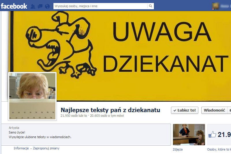 Fanpage "Najlepsze teksty pań z dziekanatu"