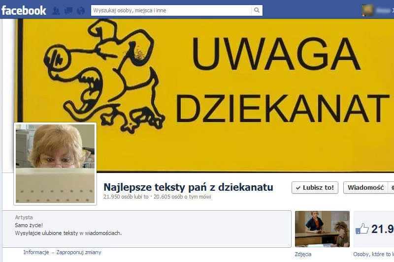 Fanpage "Najlepsze teksty pań z dziekanatu"