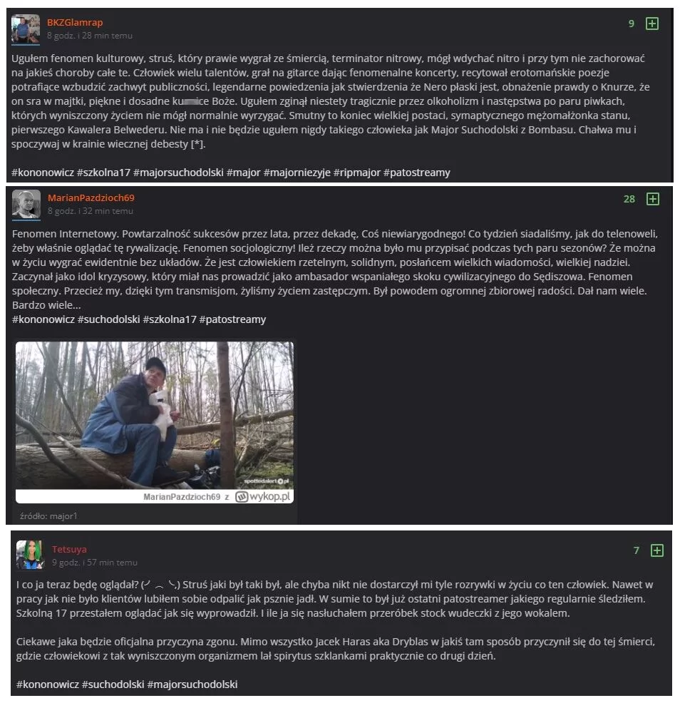 major suchodolski kononowicz youtube śmierć przyczyny