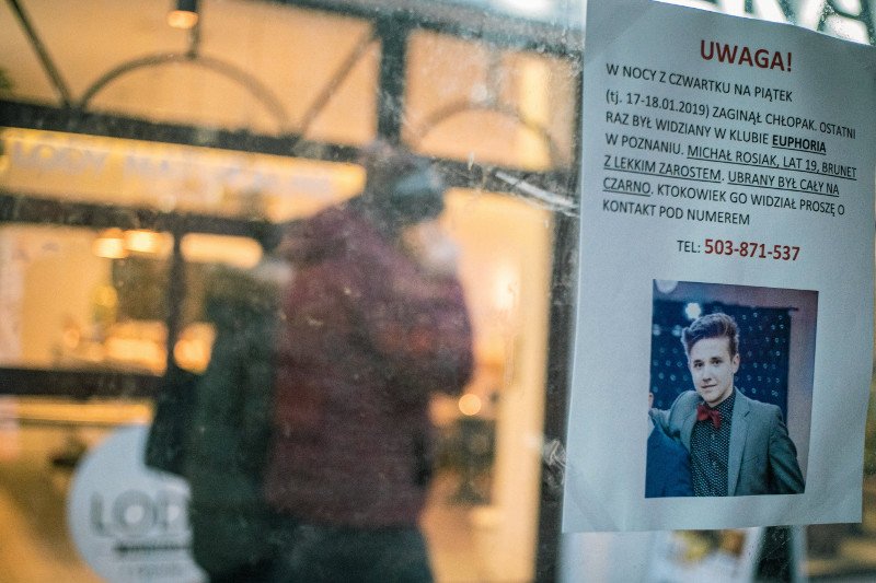 19-letni Michał Rosiak zaginął w nocy z 17 na 18 stycznia. Ostatni raz widziany był w poznańskim klubie.
