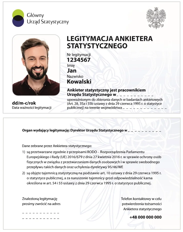 Wzór legitymacji urzędnika GUS