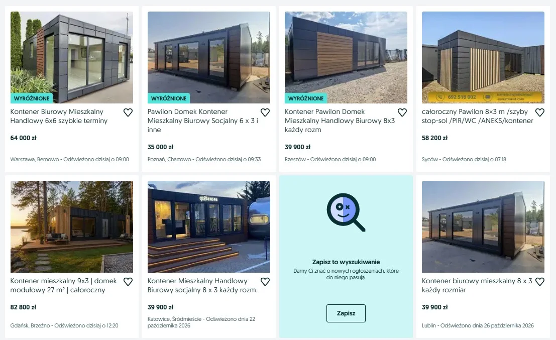 Dom modułowy z kontenera od 40 tys. zł na OLX