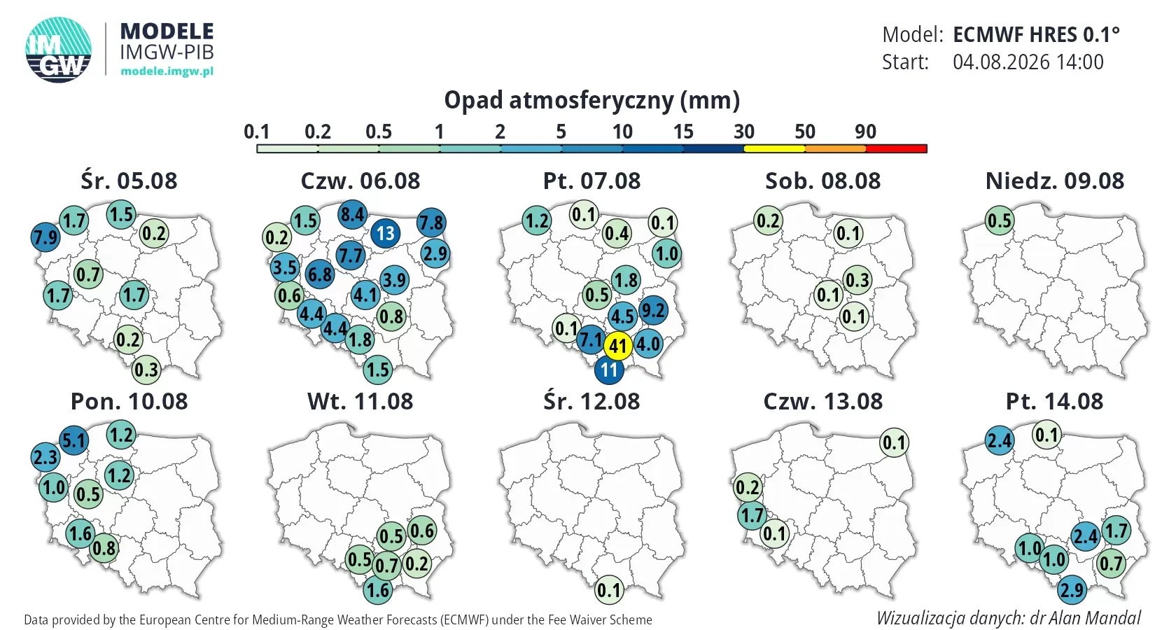Kiedy spadnie deszcz? Mapy IMGW