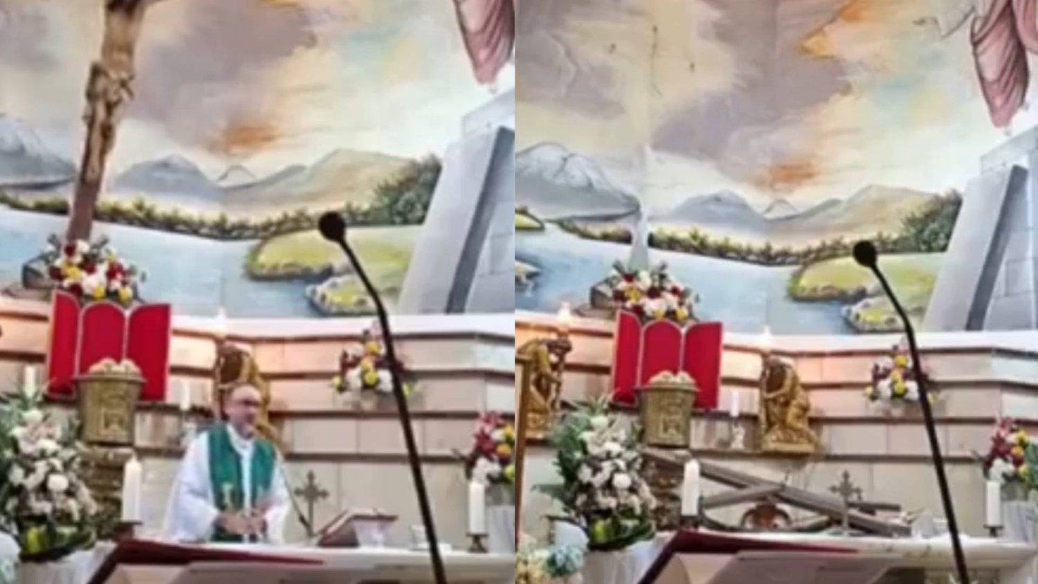 Msza św. zmieniła się w dramat. Ksiądz zginął pod krzyżem, wszystko nagrała kamera
