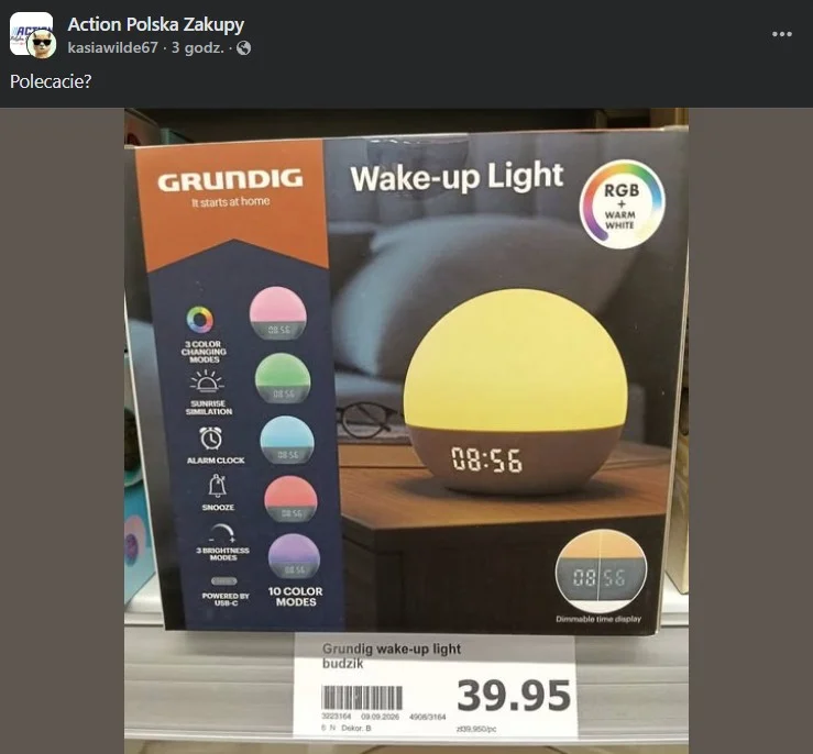 ction ma nowy budzik z lampą. Konkurencja każe sobie za to płacić fortunę Grundig Wake-up Light w Action za 39,95 zł