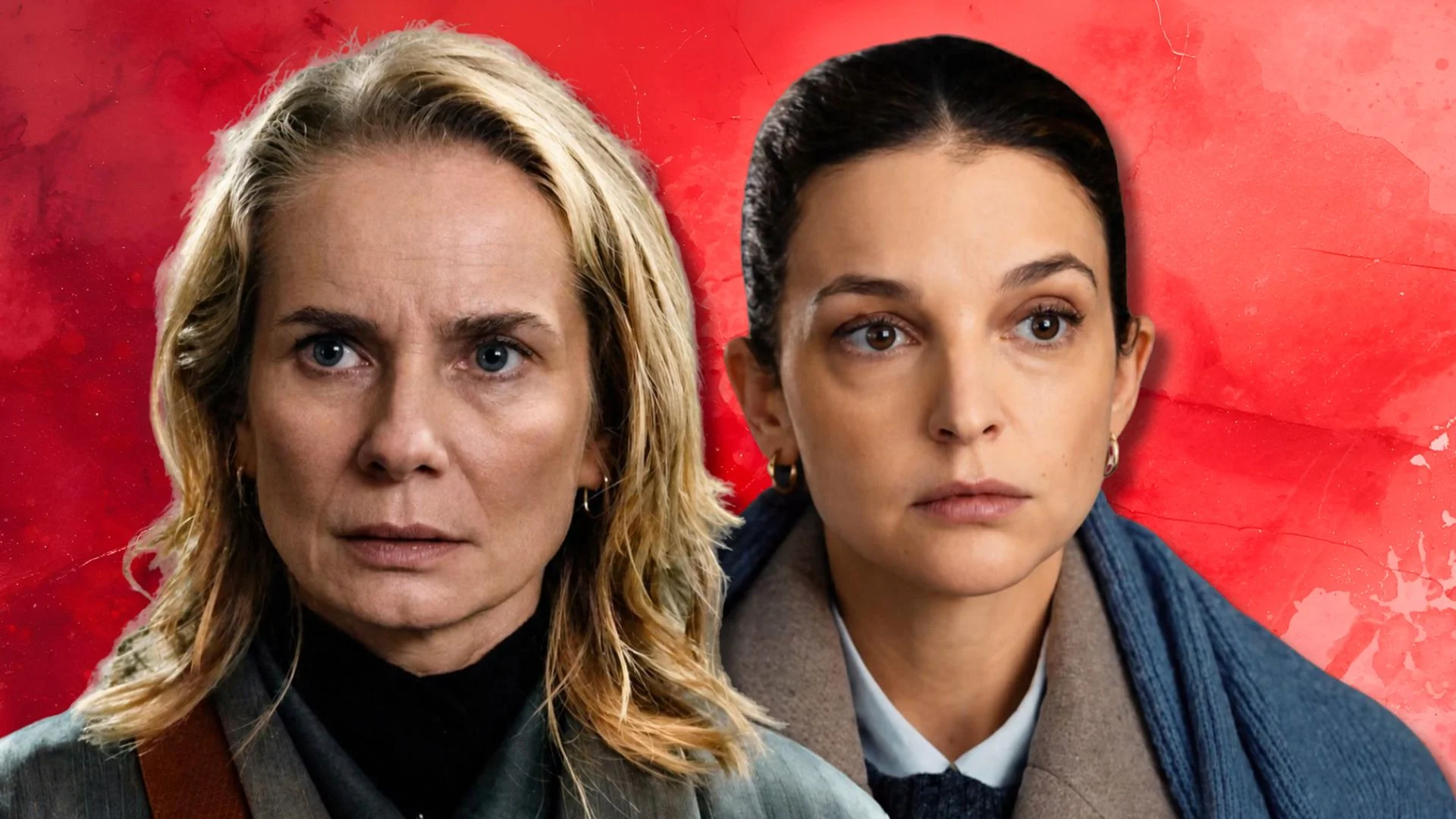 Pionek na SkyShowtime i Zmora na HBO Max Magdalena Cielecka i Maria Dębska na czerwonym tle