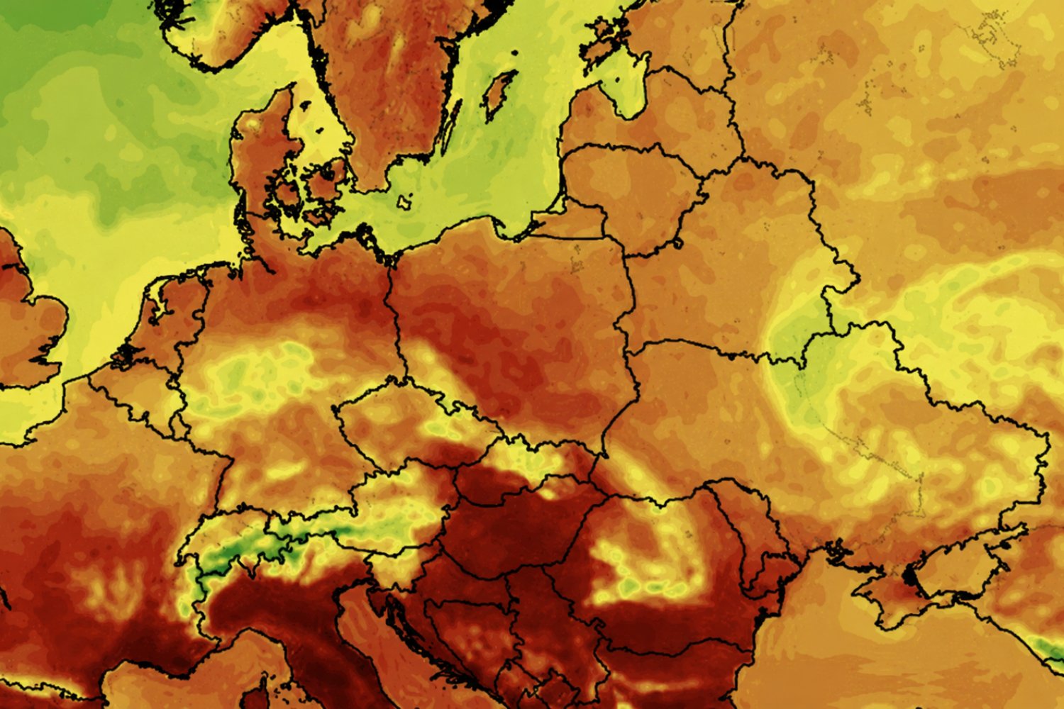 Mapa anomalii temperatur w Polsce i naszej części Europy