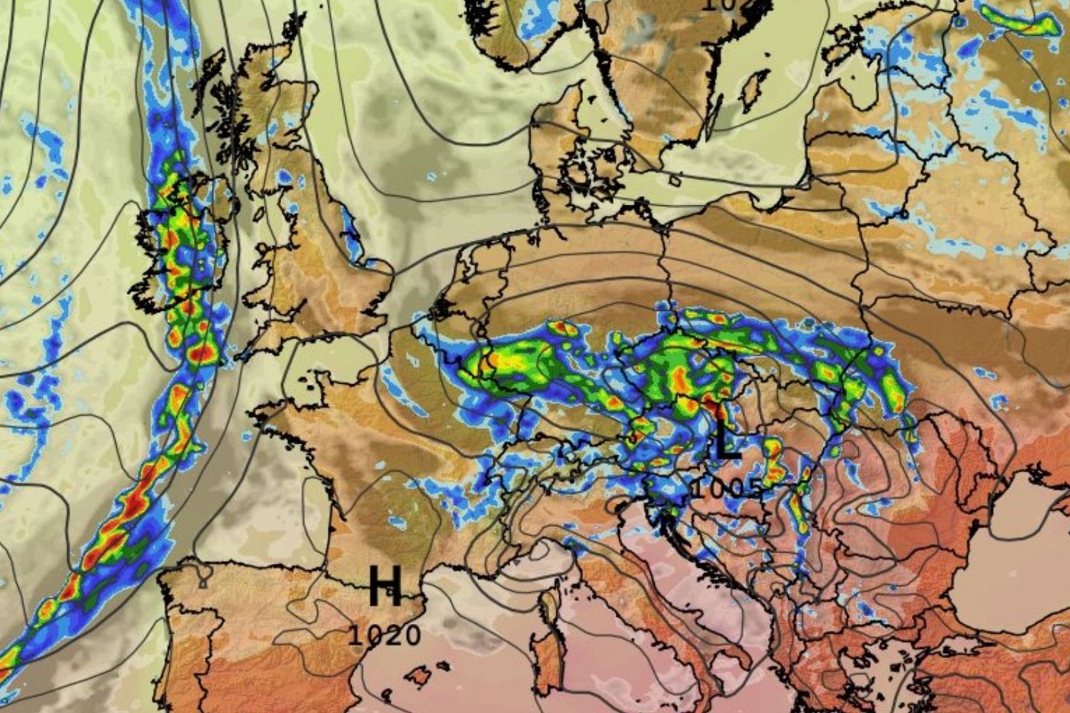 Z ognia pod wodę. Pogoda w Europie kompletnie odjechała mapa pogodowa Europy, opady
