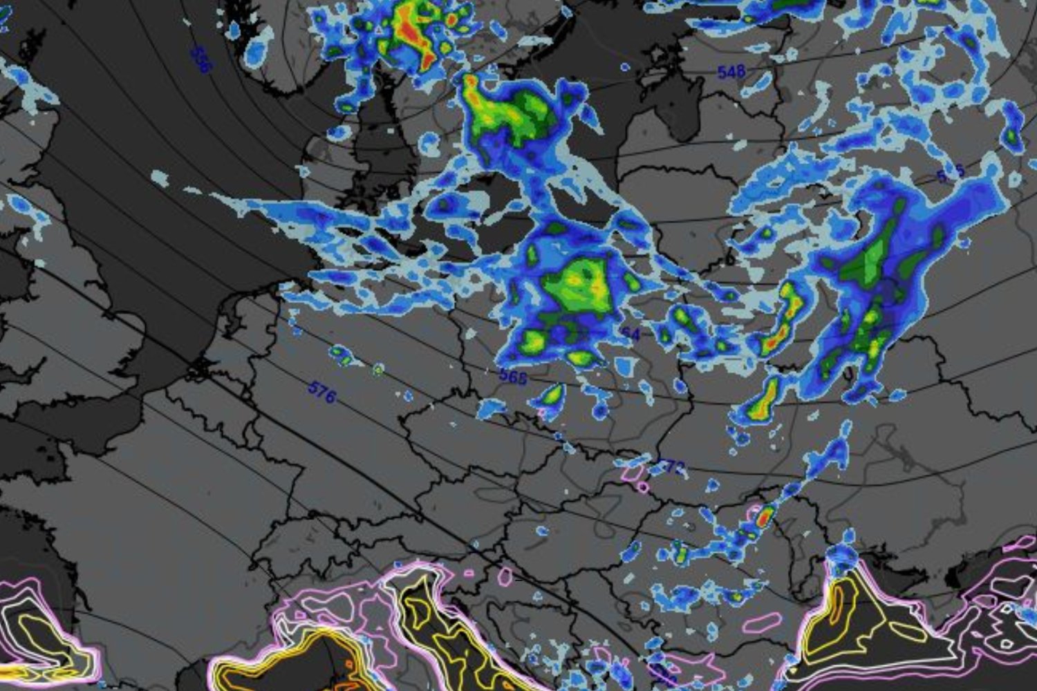 Mapa pogodowa, model ECWMF HRES 0.1 Convective Overview