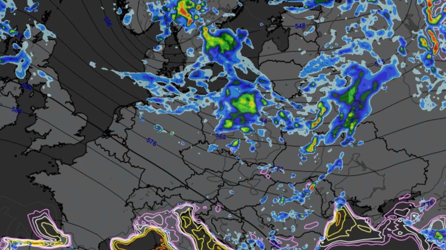 IMGW ogłasza alerty na pół Polski. Wiatr uderzy z siłą 120 km/h Mapa pogodowa, model ECWMF HRES 0.1 Convective Overview