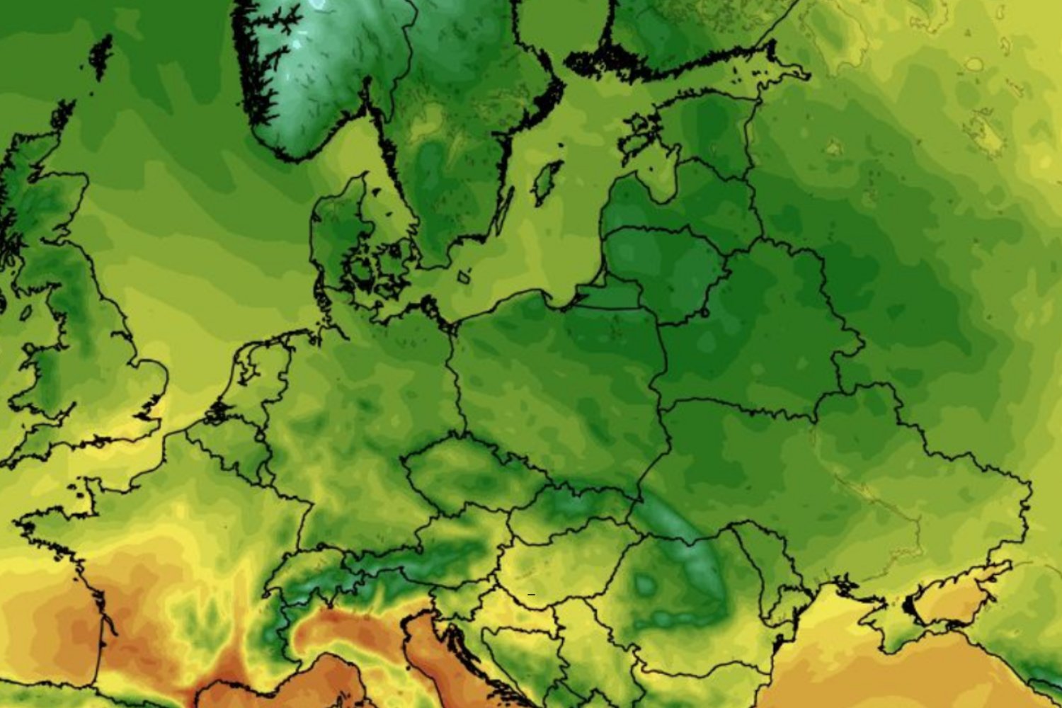 Mapa pogody, temperatura powietrza 2 metry nad ziemią.
