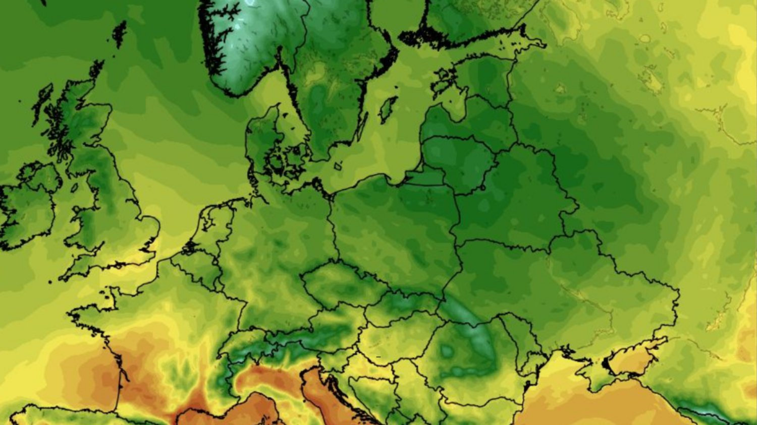 Mapa pogody, temperatura powietrza 2 metry nad ziemią.