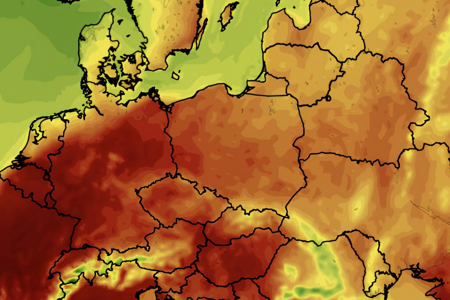 Mapa temperatury w Polsce.
