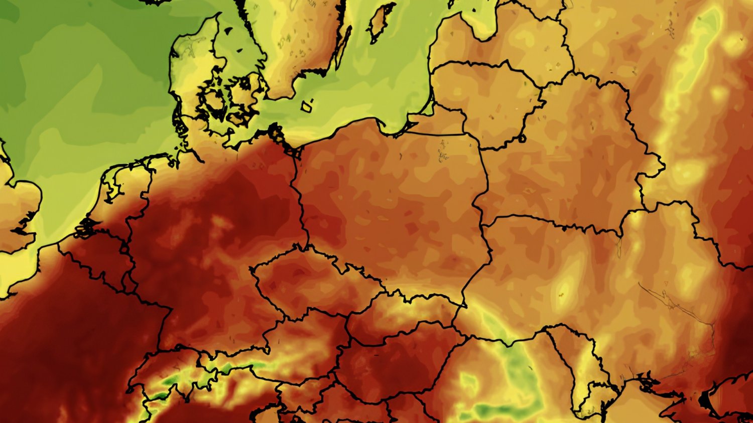 Mapa temperatury w Polsce.