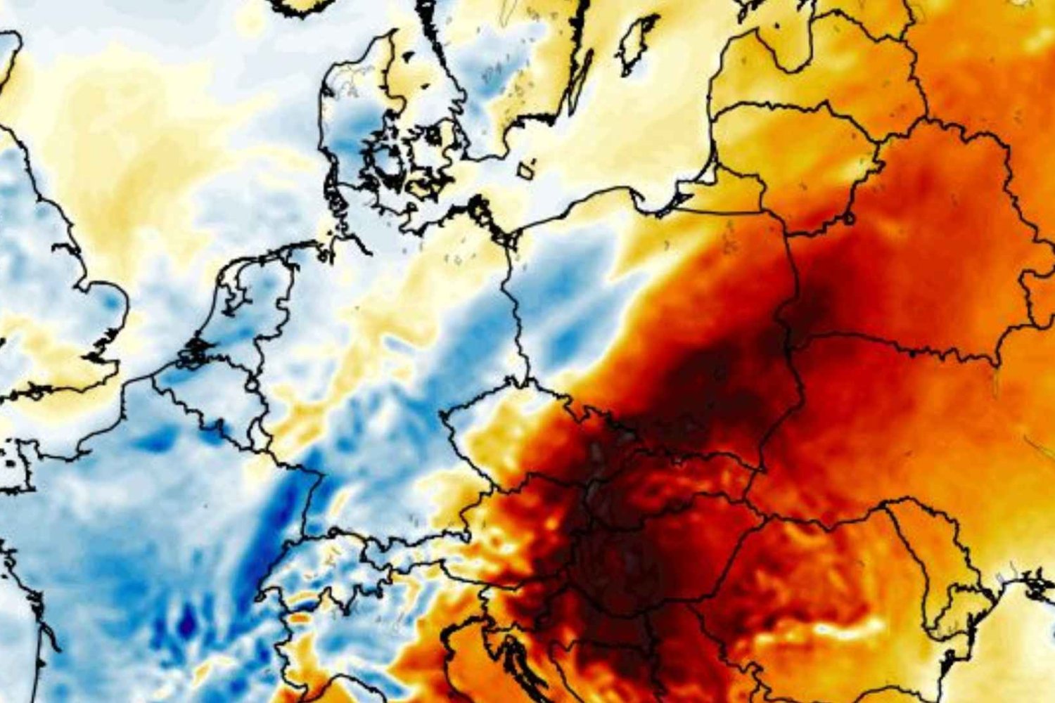 mapa z modelu ECMWF HRES, 2m Temperature Anomaly