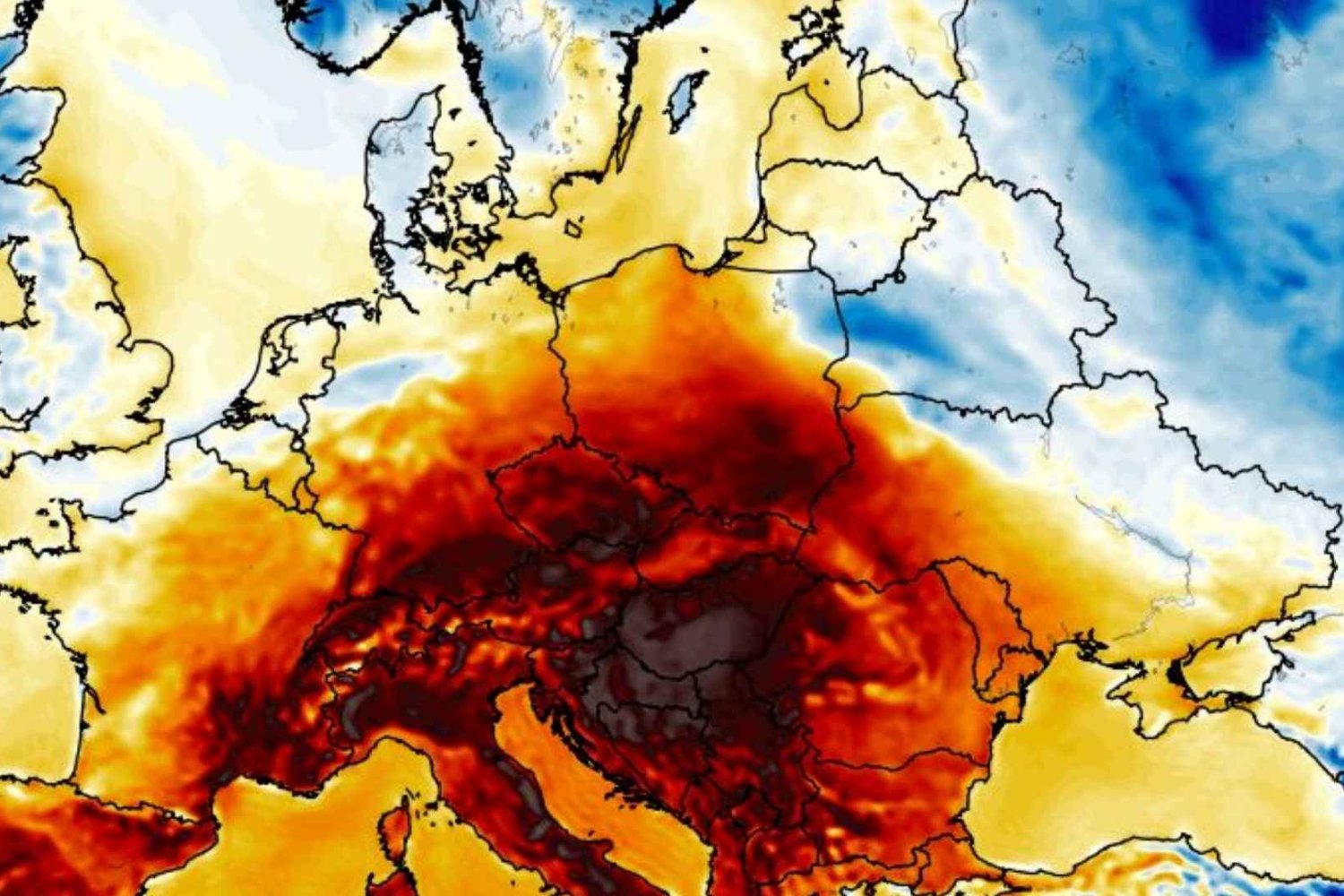 Piekło wyleje się za chwilę z nieba. Temperatura wystrzeli powyżej 31 stopni mapa z wxcharts, anomalia temperatury na wysokości 2m
