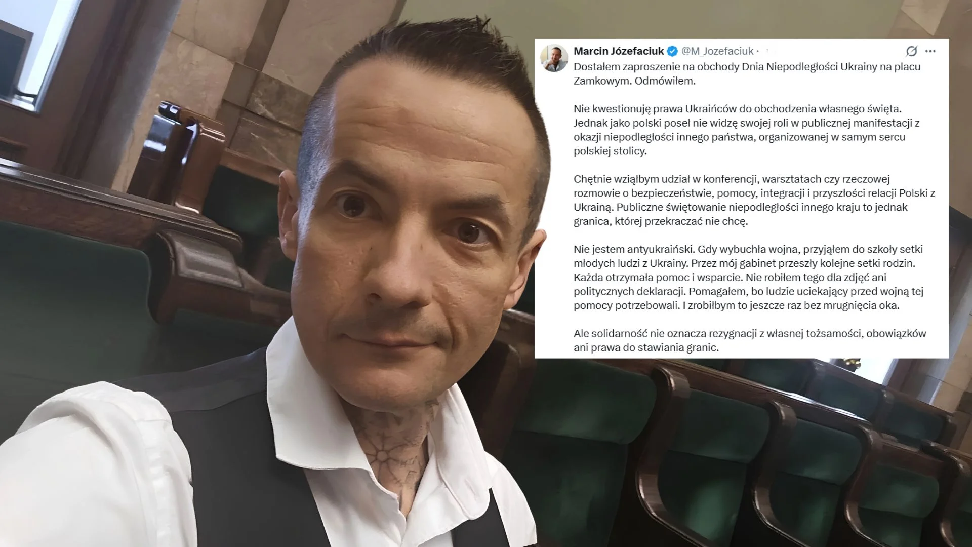 Poseł odmówił udziału w święcie Ukrainy. "Nie widzę tam swojej roli"