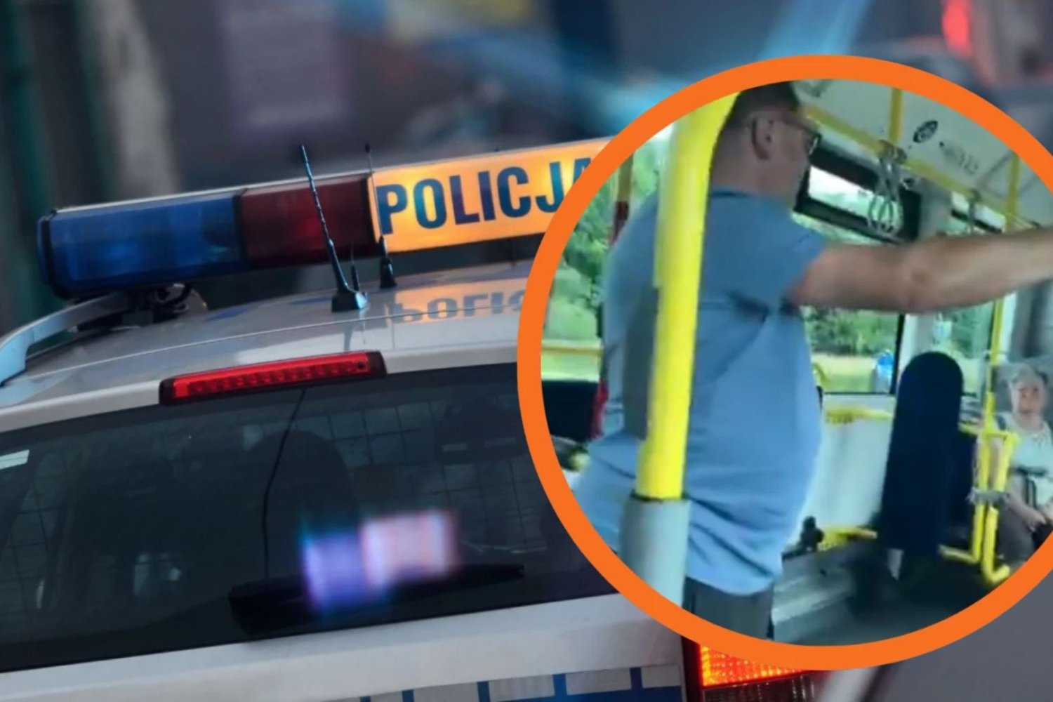 Mężczyzna w autobusie zaczął wyzywać 12-latki z Ukrainy, w tle radiowóz policyjny