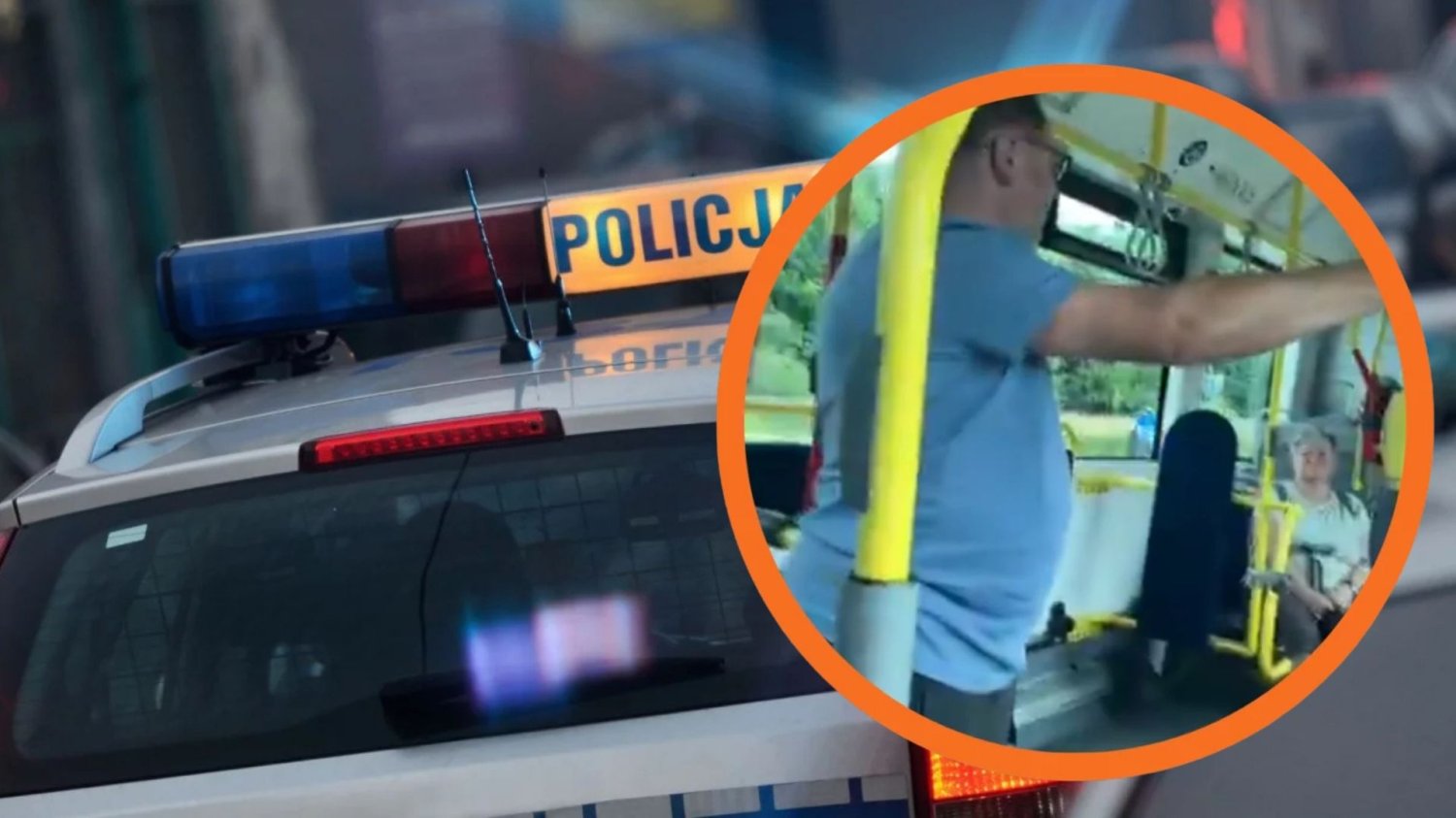 Mężczyzna w autobusie zaczął wyzywać 12-latki z Ukrainy, w tle radiowóz policyjny