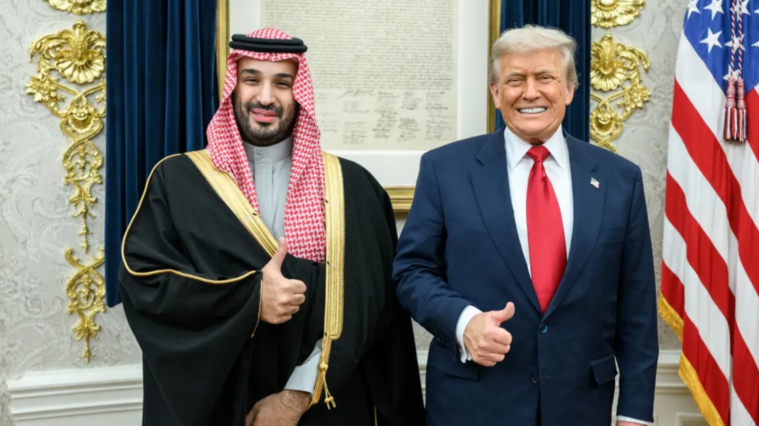 Mohammed bin Salman po lewej i Donald Trump po prawej.