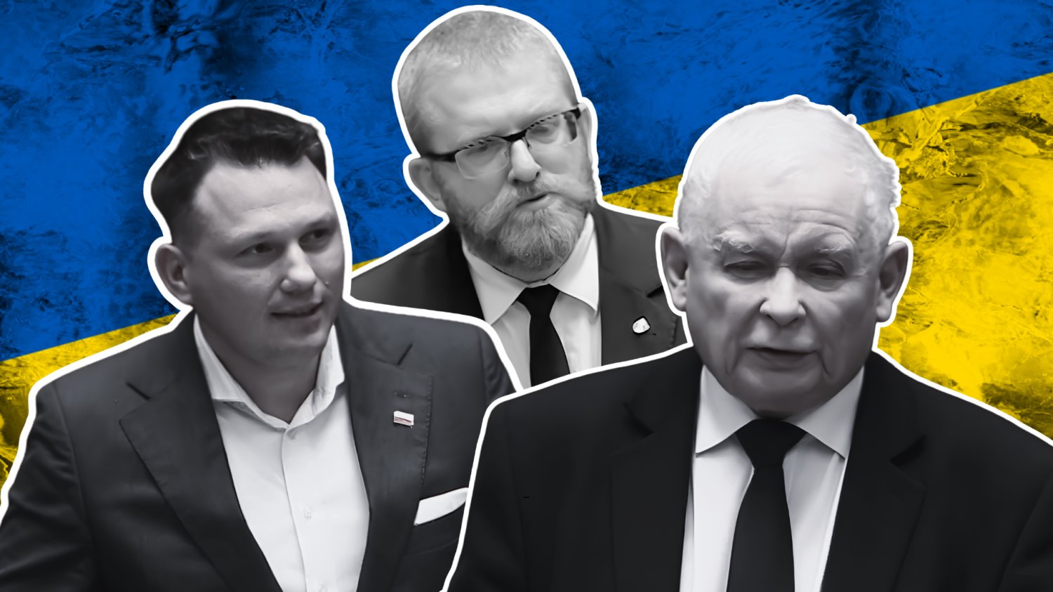 Od lewej: Sławomir Mentzen, Grzegorz Braun, Jarosław Kaczyński