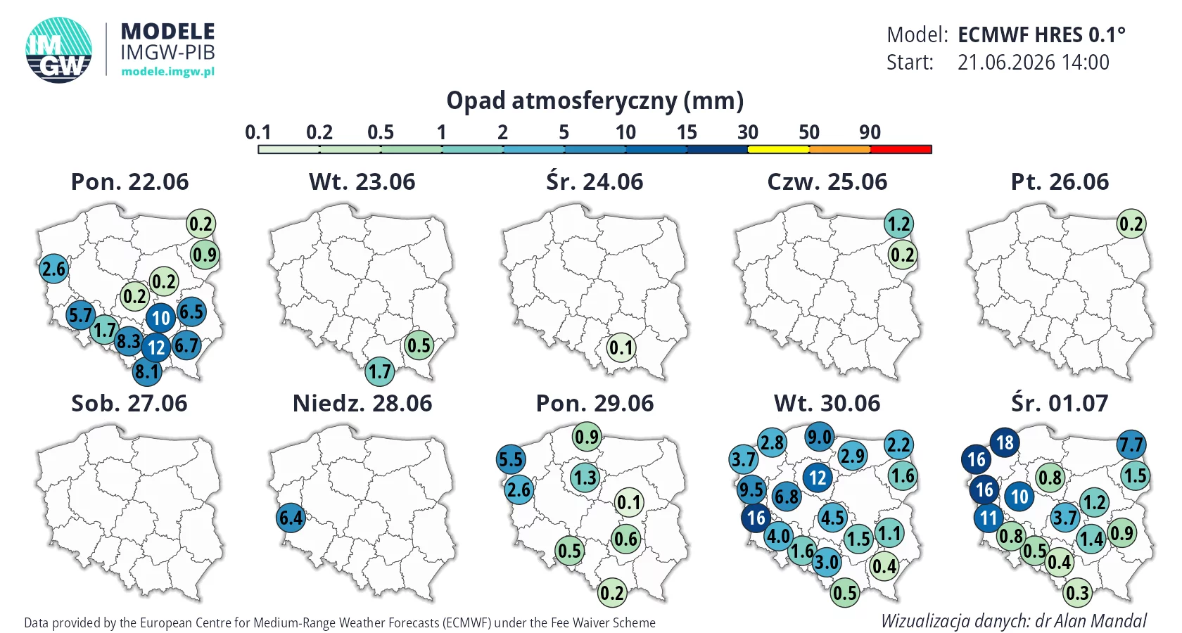 Mapa opadów IMGW Kiedy spadnie deszcz?
