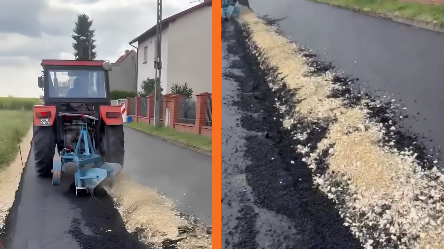 Rolnik zaorał nowy asfalt w Gliwicach. Tymczasem sieć wrze od "afery słupkowej"