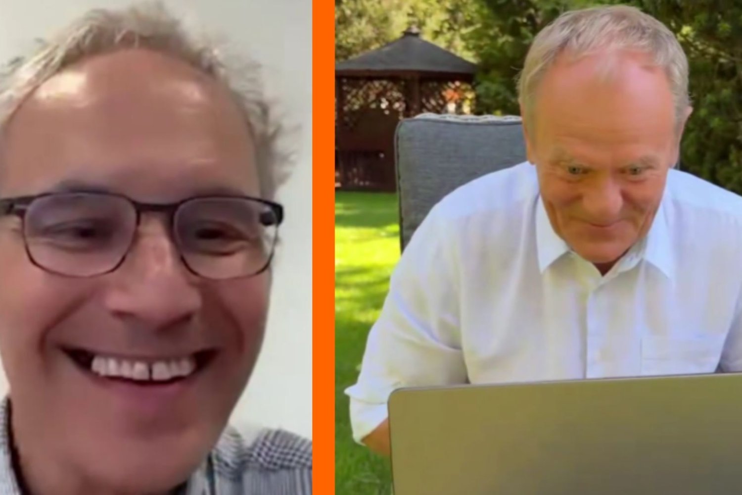 po lewej: Victor Ambros, po prawej: Donald Tusk