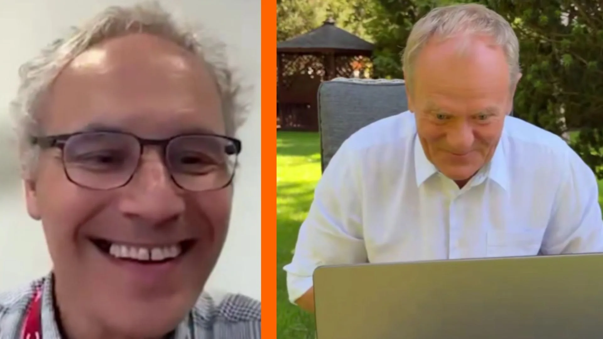 po lewej: Victor Ambros, po prawej: Donald Tusk