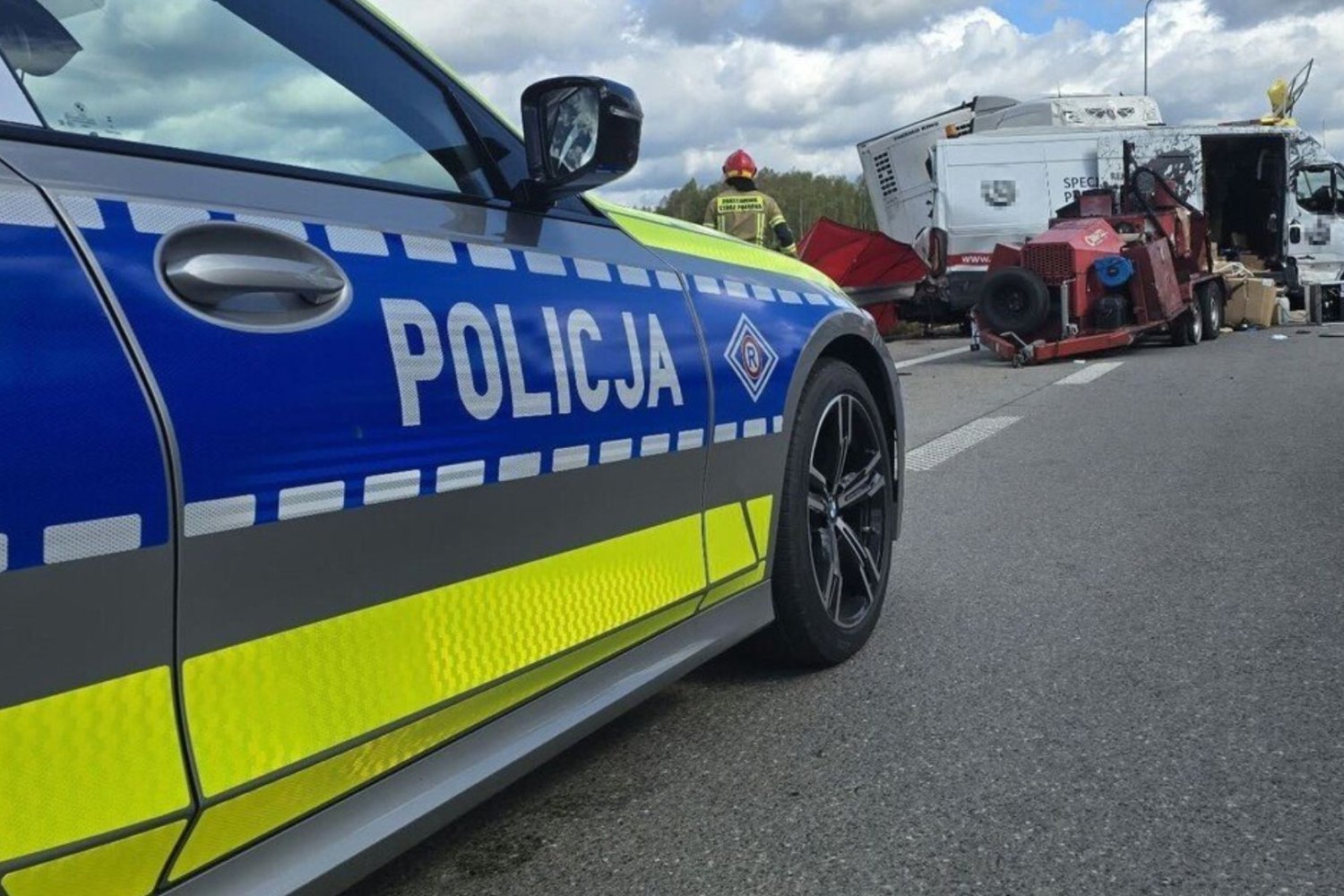 Policja, wypadek, autostrada A1